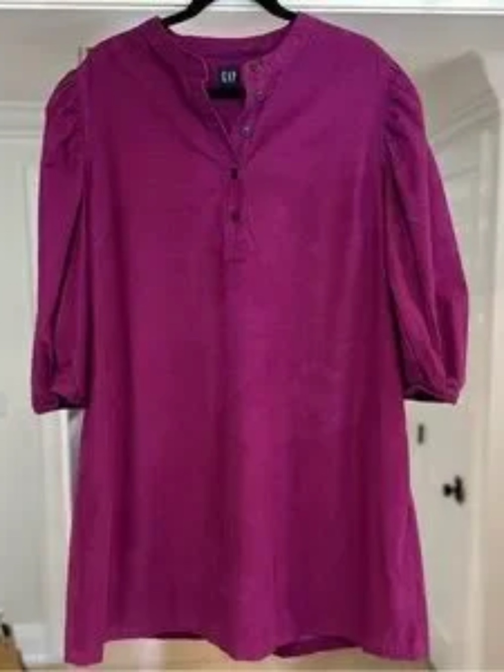 GAP Magenta Puff Sleeve Pinwale Corduroy Mini Shift Dress - Size XL Tall - Picture 3 of 15